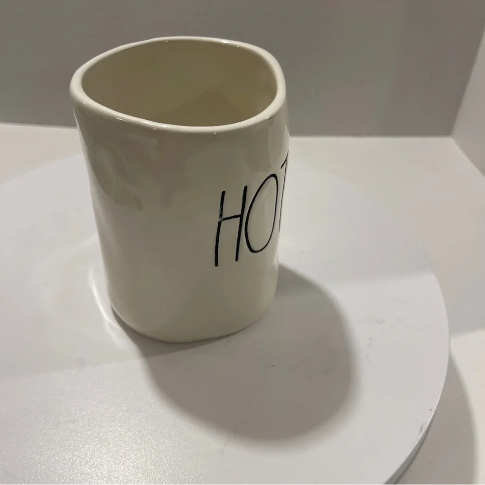 Rae Dunn Art Deco White Ceramic Mug with Black Text Chunky‎ Artwork Coffee
